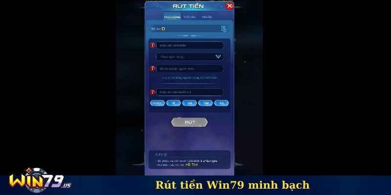 Rút tiền Win79 minh bạch