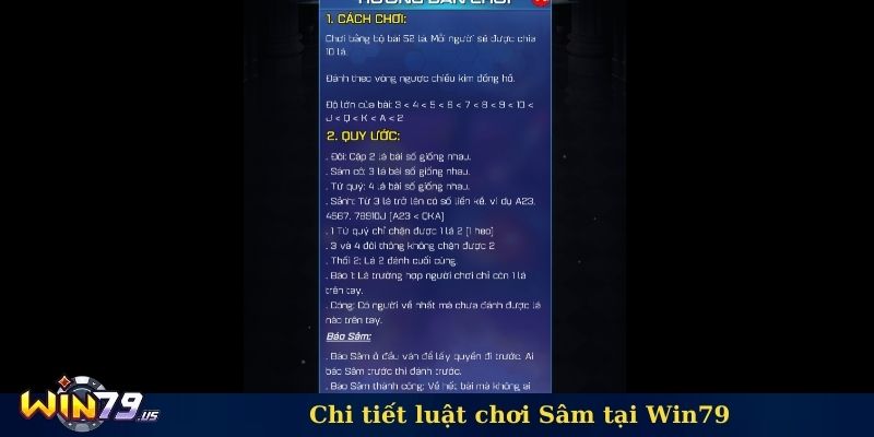 Chi tiết luận chơi Sâm tại Win79