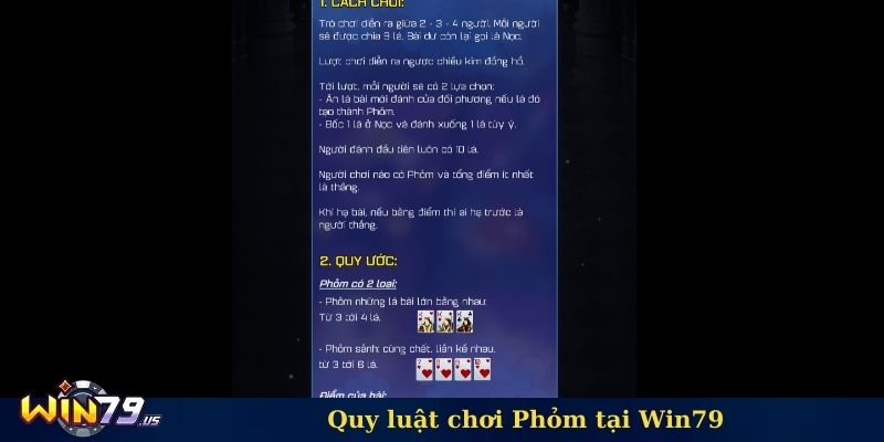 Quy luật chơi Phỏm tại Win79